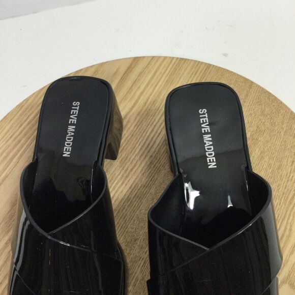 Steve Madden Womens Patent Platform Mule Sandals Block Heel Black US 7M - Picture 7 of 9